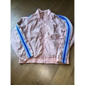 Urban Outfitters Women's Windbreaker Jacket Pink W/Blue Stripe XL 90s Inspired